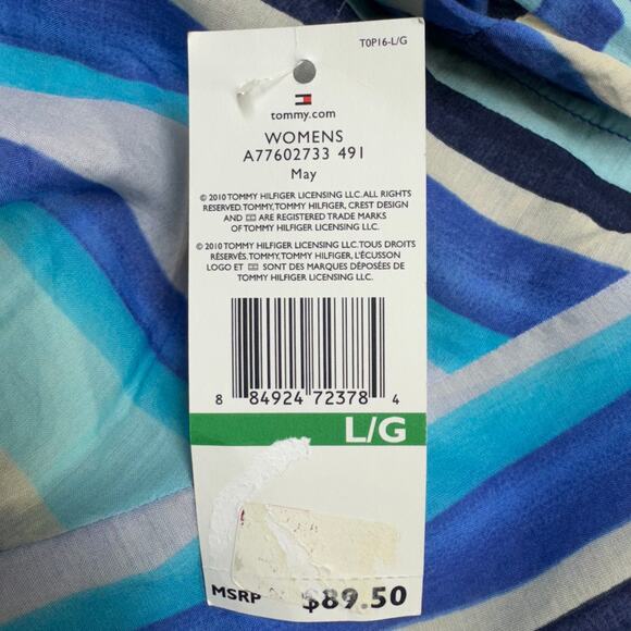 Tommy Hilfiger Gorgeous Blue Striped Wrap Shift Nautical Sundress Women Large - Picture 11 of 11